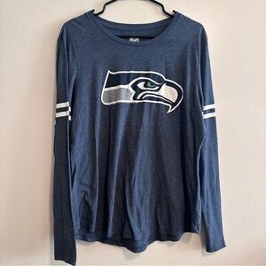 Team Apparel Seattle Seahawks Navy Long Sleeve Tee with Logo
